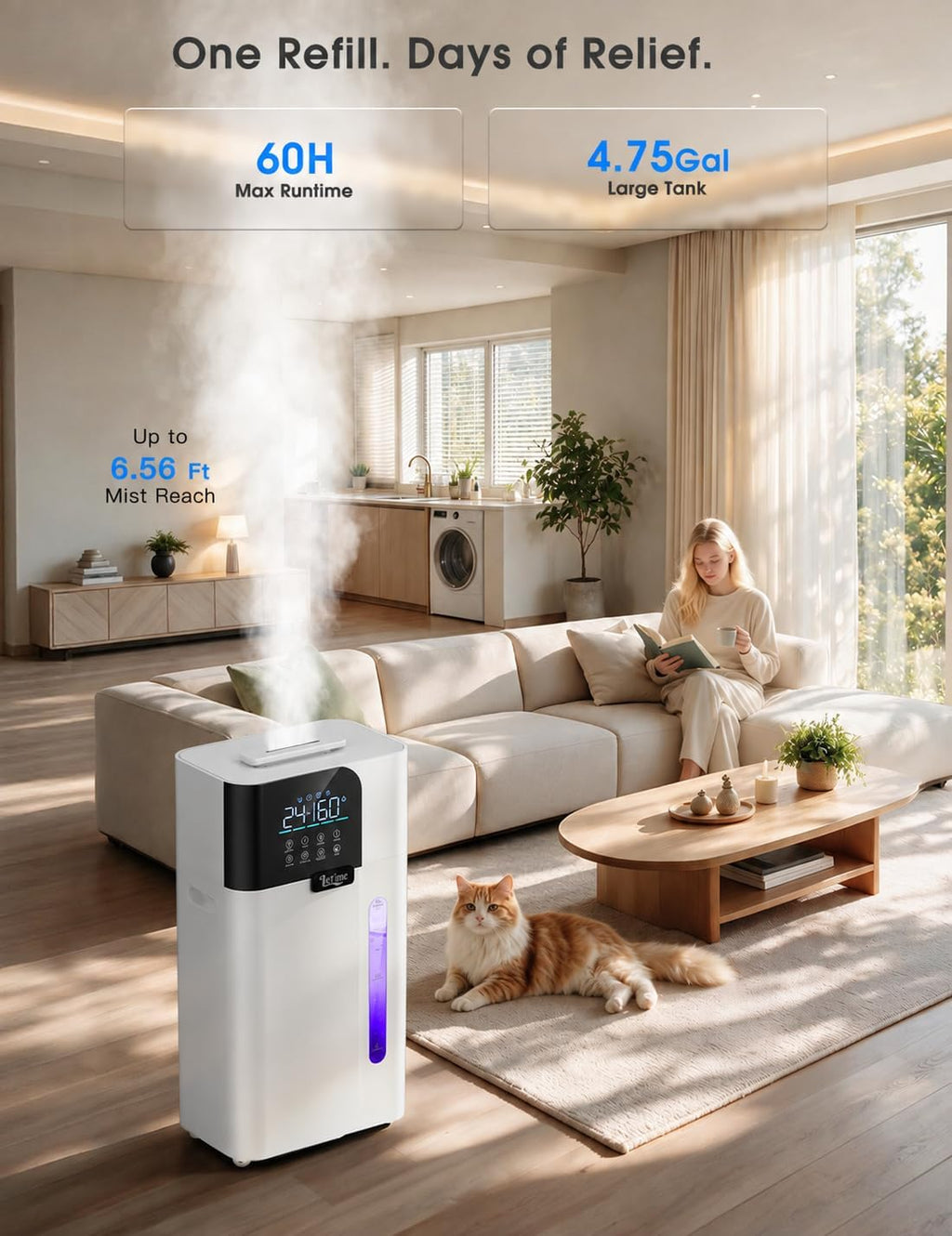 18L/4.75Gal Smart Humidifier Large Room 2000 ft² Humidifier for Bedroom