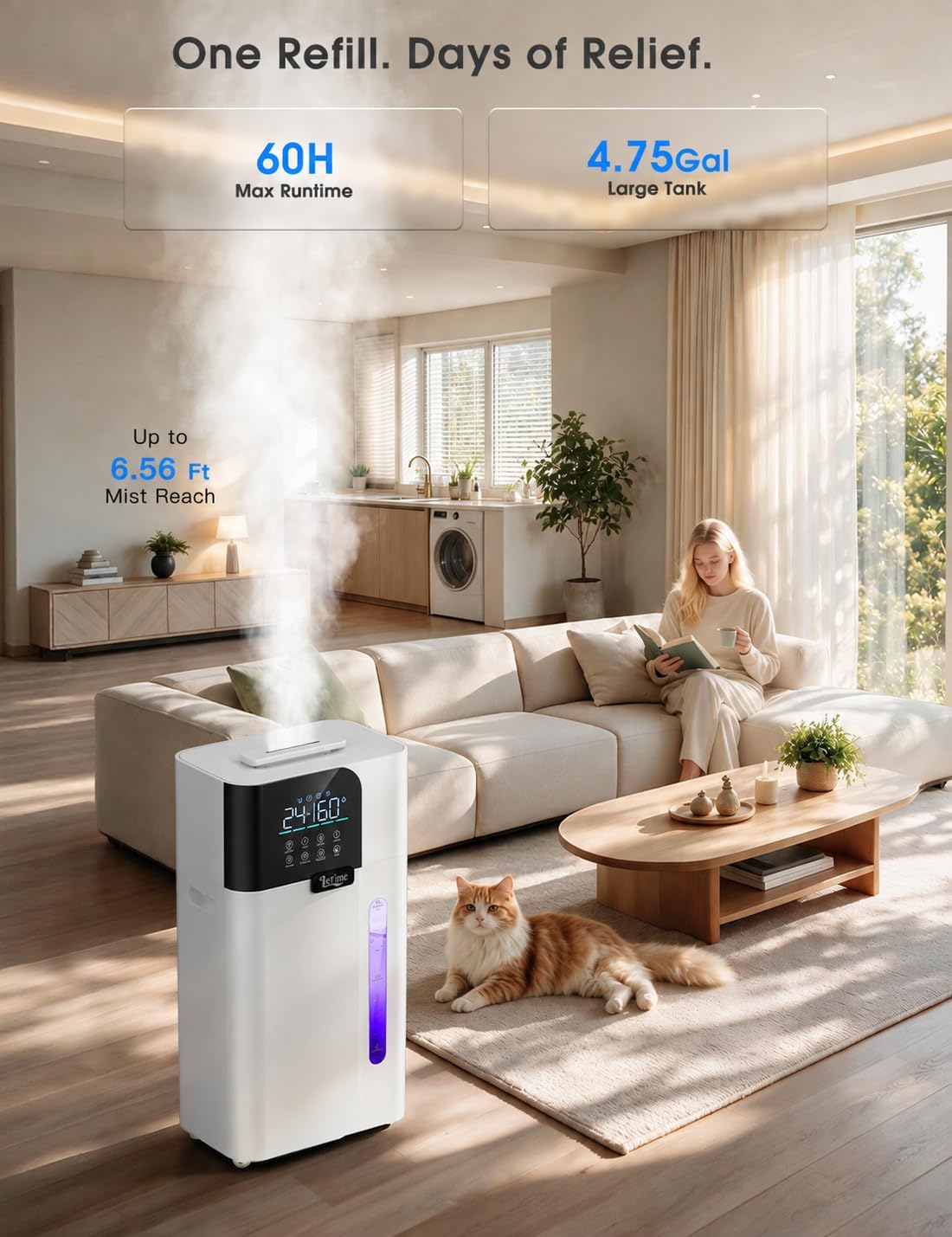 18L/4.75Gal Smart Humidifier Large Room 2000 ft² Humidifier for Bedroom