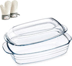 Borosilicate Glass Baking Dish with Glass Lid (3.2, Quarts)