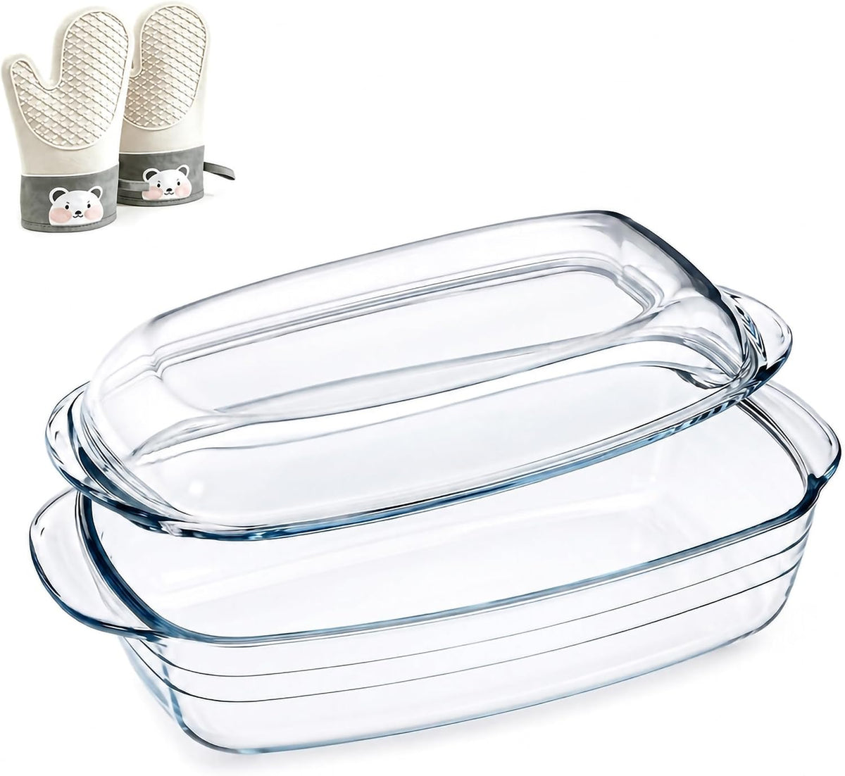 Borosilicate Glass Baking Dish with Glass Lid (3.2, Quarts)