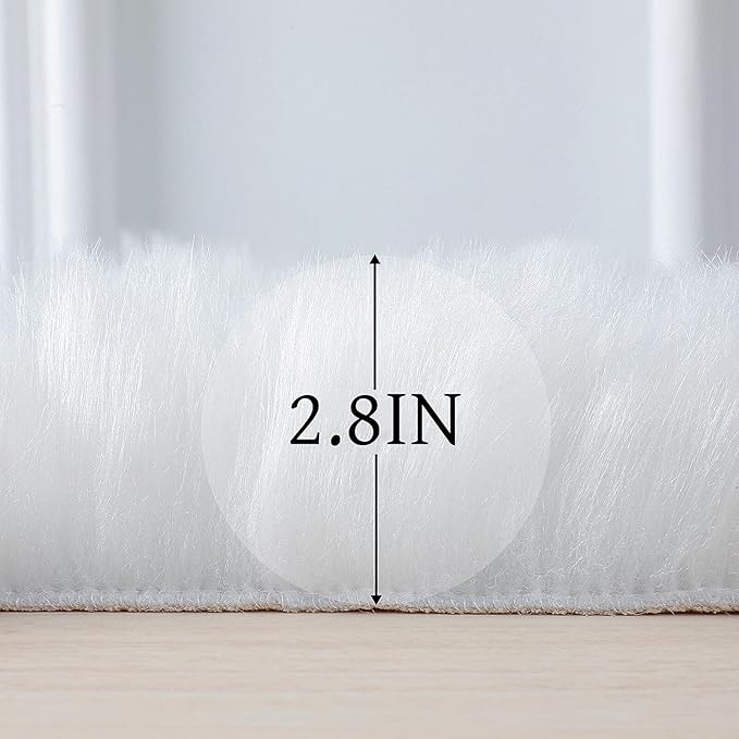 linmopm Faux Fur Rug Sheepskin Shag Fluffy Fuzzy White 2x6 ft Runner Rugs - Image 2