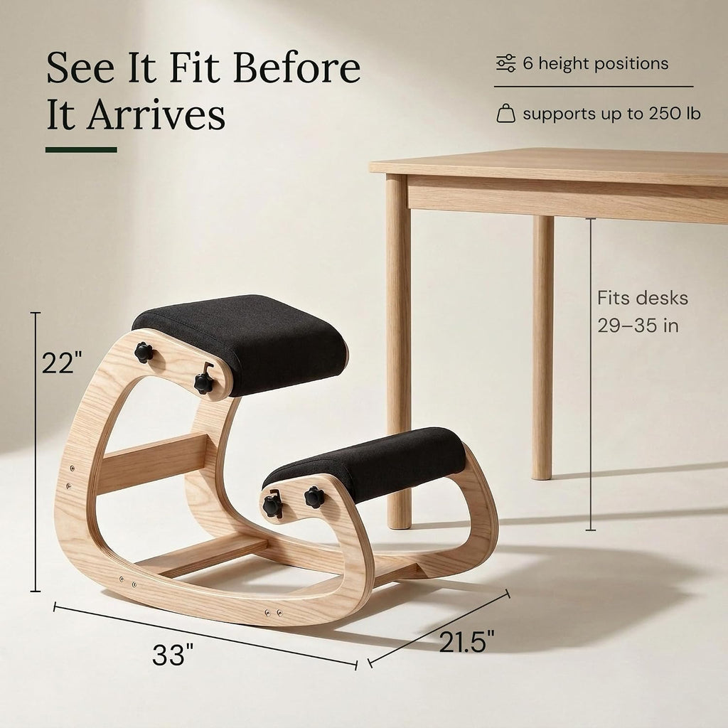 NYPOT Ergonomic Kneeling Chair with Adjustable Seats - Knee Chair for Posture Correction & Kneel Rocking Stool for Desk - Back Pain Relief for Home and Office, Supports 250 pounds - 5 Years Warranty