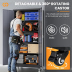 75"H Metal Garage Cabinets with Wheels, Storage Cabinet with 2 Doors