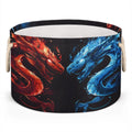 Animal Dragon Large Round Storage Basket Circle Laundry Basket with Handle Organization Collapsible Storage Bins Box Hamper for Kids Toy Clothes Nursery Bedroom Living Room Decor