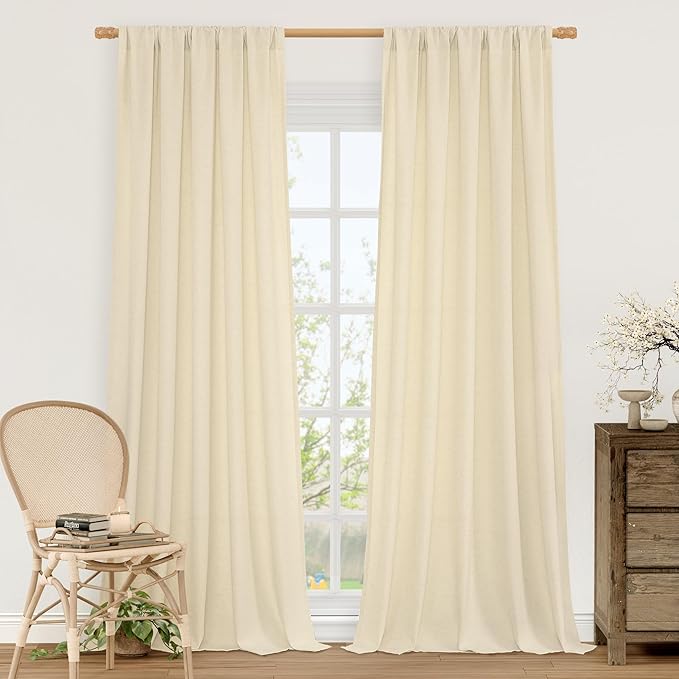 LAMIT Beige Linen Curtains 84 inches by LAMIT