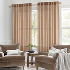 MIULEE Light Brown Linen Curtains 54 Inch Length 2 Panels - Image 2