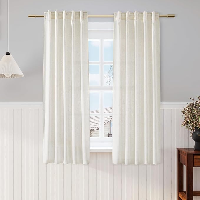 Nanspring Cream Linen Curtains 63 Inch by Nanspring