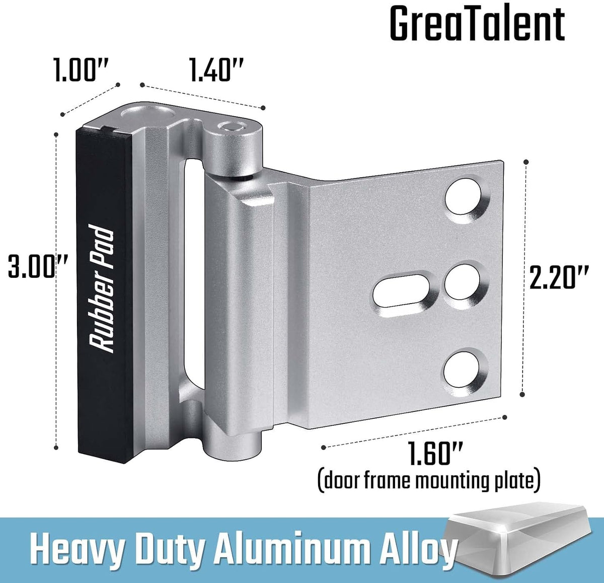 GreaTalent 3Pack Home Security Door Reinforcement Lock Childproof, Add High Security to Home Prevent Unauthorized Entry, Aluminum Construction Finish Black