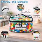 6 Pack Large Clear Toy Storage Bag with Name Tag, Waterproof PVC Toy Organizer Bags with Zipper & Manual Pocket, Toy Storage Organizer for Lego Bricks, Building Blocks, Board Games, Puzzles, Kid Books