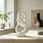 10" Modern Abstract Ribbon Decorative Sculpture, Knot Sculptures,Home Decor,Coffee Table Statues,Dining Living Room Desk Decor（White）