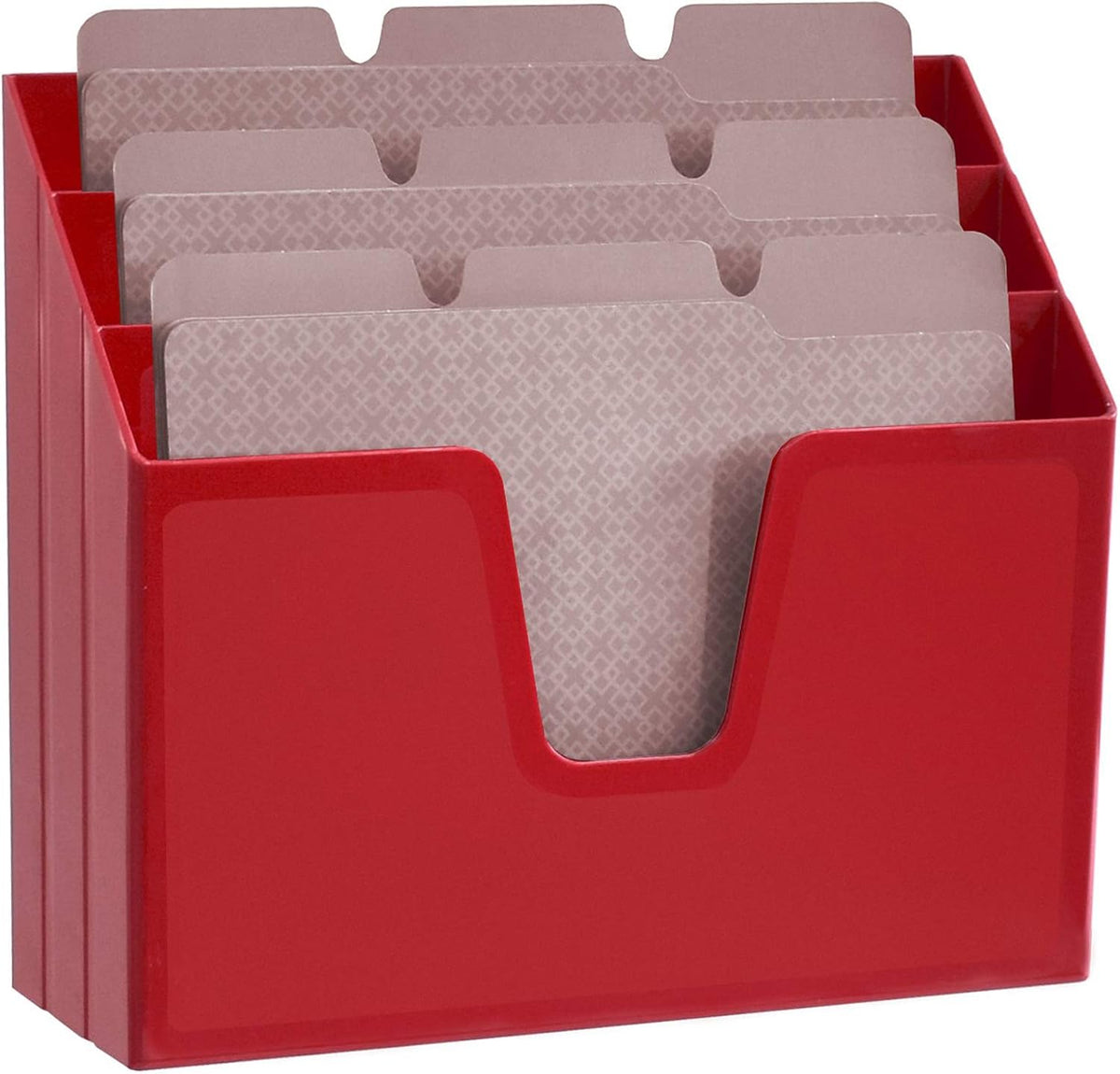 Acrimet Horizontal Triple File Folder Organizer Sorter, Letter Size, Red