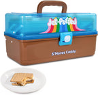 Nostalgia Tabletop Indoor Electric S'mores Maker - Smores Kit With Marshmallow Roasting Sticks and 4 Trays for Graham Crackers, Chocolate, and Marshmallows - Movie Night Supplies - Brown