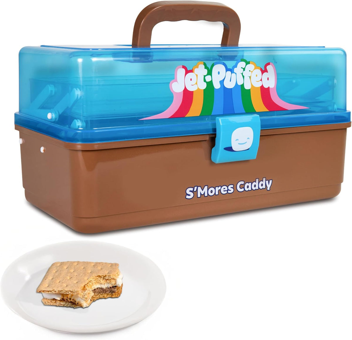 Nostalgia Tabletop Indoor Electric S'mores Maker - Smores Kit With Marshmallow Roasting Sticks and 4 Trays for Graham Crackers, Chocolate, and Marshmallows - Movie Night Supplies - Brown
