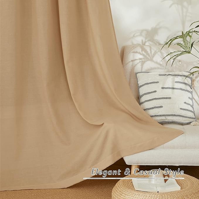 NICETOWN Linen Burlap Curtains for Farmhouse 120 inch Length, Grommet Privacy - Image 7