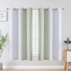 Estelar Textiler Sage and Greyish White Blackout Curtains & Drapes - Image 2
