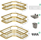 AKTECKE Corner Shower Caddy Bathroom Organizer: Adhesive Shower Rack Bathtub Shelves - 3Pack No Drilling Shower Shelf - Stainless Steel Organizer