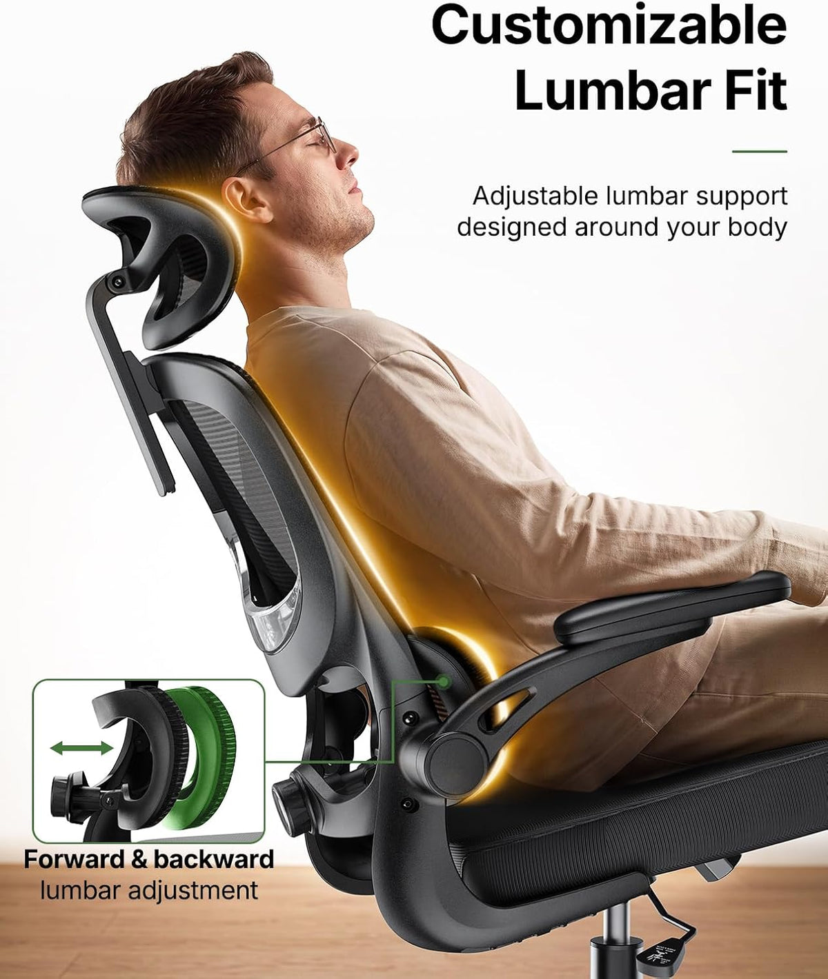 Marsail Ergonomic Office Chair with Lumbar Support, Home Office Desk Chair