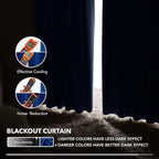 Deconovo Blackout Curtains, Thermal Insulated, W52 x L63 2 Panels, Back Tab - Image 5