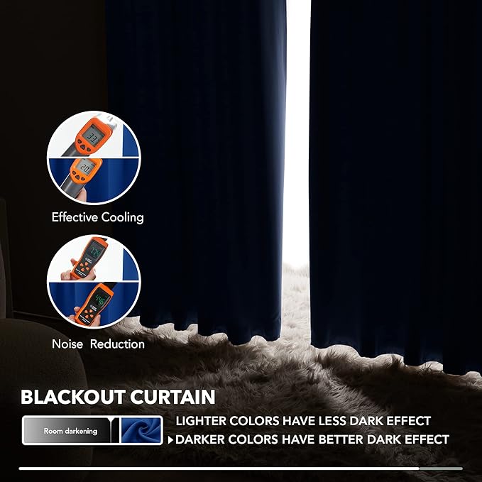 Deconovo Blackout Curtains, Thermal Insulated, W42 x L54 2 Panels, Back Tab - Image 5
