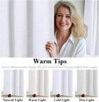 H.VERSAILTEX 100% Blackout Linen Curtains 84" L 2 Panels Bright White