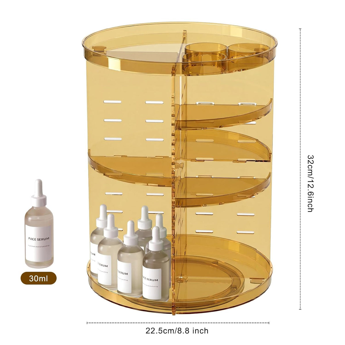Jiavarry Rotating Makeup Organizer, Clear Gold, 8 Adjustable Height