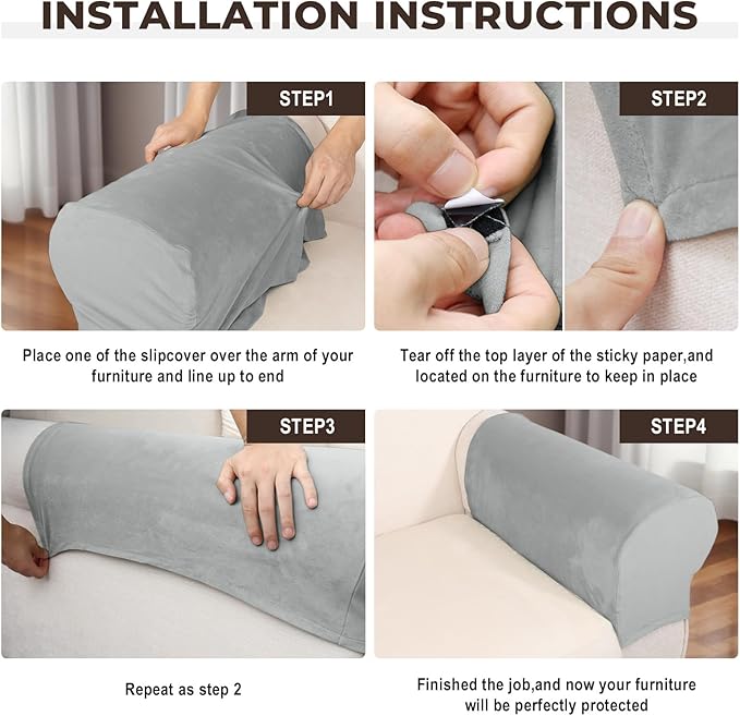 Couch Arm Covers 2 Pcs Sofa Armrest Covers Stretch Couch, Armrest Cover - Image 4