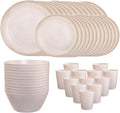 LIYH Beige 48 Pcs Unbreakable Wheat Straw Dinnerware Sets Kids RV BPA Free