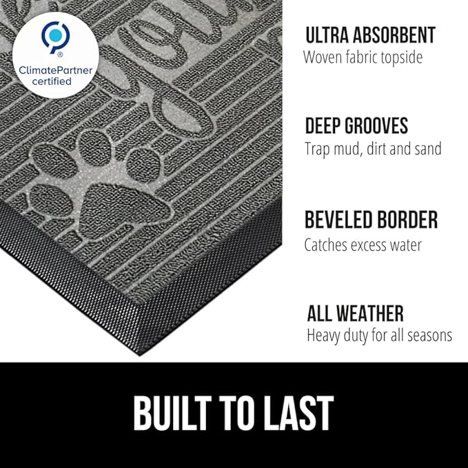 GORILLA GRIP 100% Waterproof All-Season WeatherMAX Doormat 35x23, US Designed - Image 2