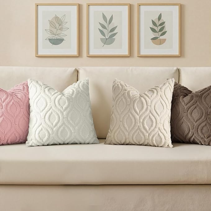 decorUhome Throw Pillow Covers 26x26 Inch Set of 2, Soft Plush Faux Wool Pink - Image 4