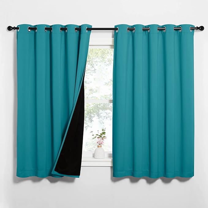 NICETOWN Peacock Teal 100% Blackout Lined Curtains, 2 Thick Layers Completely by NICETOWN
