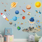 Astronaut Wall Decals - Outer Space Planets Rocket Boys Wall Stickers - Baby Nursery Kids Room Daycare Playroom Wall Decor