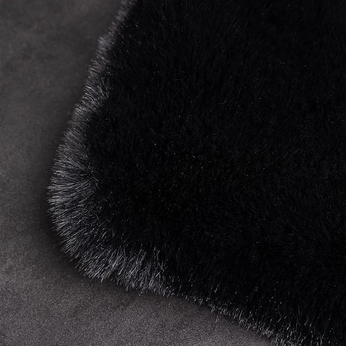 Ghouse Soft Faux Sheepskin Fur Rug 2x4 Black Fluffy Bedside Rugs Plush Rug Shag - Image 5