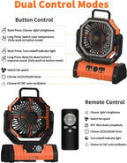 ADUST Camping Fan Battery Powered 20000mAh Outdoor Tent Fans - Orange