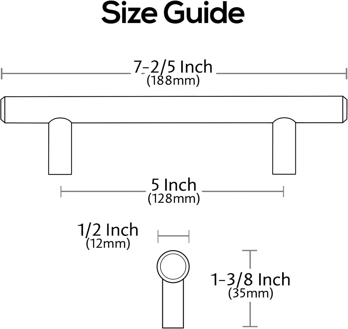 Alzassbg 5" Black Nickel Cabinet Pulls and Handles 10 Pack, AL3015AS