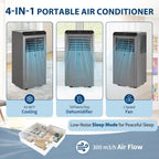 GAOMON 2025 New Deseign 8000 BTU Portable Air Conditioners Cool Up to 350 Sq.Ft,4 IN 1 Portable AC Unit w/Remote Control/LED Display/24Hrs Timer/Window Installation Kit & Low Noise for Home(Grey)