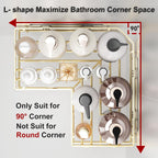 Corner Shower Caddy, 5 Pack Adhesive Stainless Steel Organizer, Gold