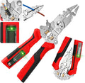 16-in-1 Wire Stripper and Crimping Tool, Foldable Wire Cutter with Rechargeable 12-250V AC/DC Voltage Tester for Hot/Neutral Checks, Home Wiring and DIY Repair (Red1)