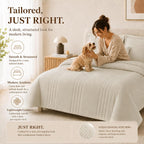 CozyLux Queen Comforter Set Beige - 7 Pieces Vertical Quilted Bed in a Bag