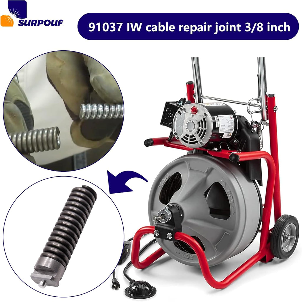 91037 IW Cable Repair Coupling 3/8-Inch Compatible with Drain Cleaning Cable (2)