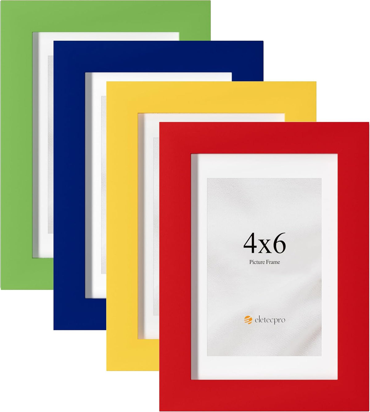 eletecpro 4x6 Colorful Picture Frames 4 Pack Matted to 3.5x5, Home Decor