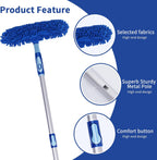 LOMIDA Professional Window Squeegee Kit - 62" Lightweight Aluminum Pole, 2 in 1 Rotatable Window Cleaning Tool Kit with Extension Pole Cleaning with Bendable Head for Car/Shower/High Windows