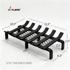 Hi Flame Fireplace Log Grate 17 Inch with Ember Retainer, Heavy Duty Solid Steel Fire Place Grate Wood Burning Stove Firewood Holder