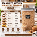 2 PC [7 Qt/ 6.5L/ 220 Oz] Large Flour Storage Containers with Airtight Lids