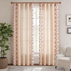 jinchan Belrose Linen Curtains for Bedroom Floral Curtains 84 Inch Length Linen - Image 2