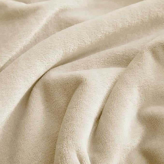 KMUSET Super Soft Throw Blanket Premium Silky Flannel Fleece Throw Size Beige - Image 5