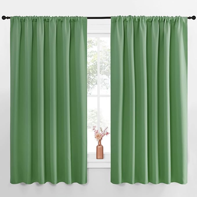 NICETOWN Blackout Curtains for Bedroom, Froest Green, 1 Pair, 70 by 63-inch by NICETOWN
