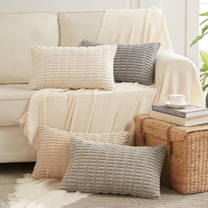 Fancy Homi 4 Packs Boho Cream Decorative Throw Pillow Covers 14x24 Inch - Image 7