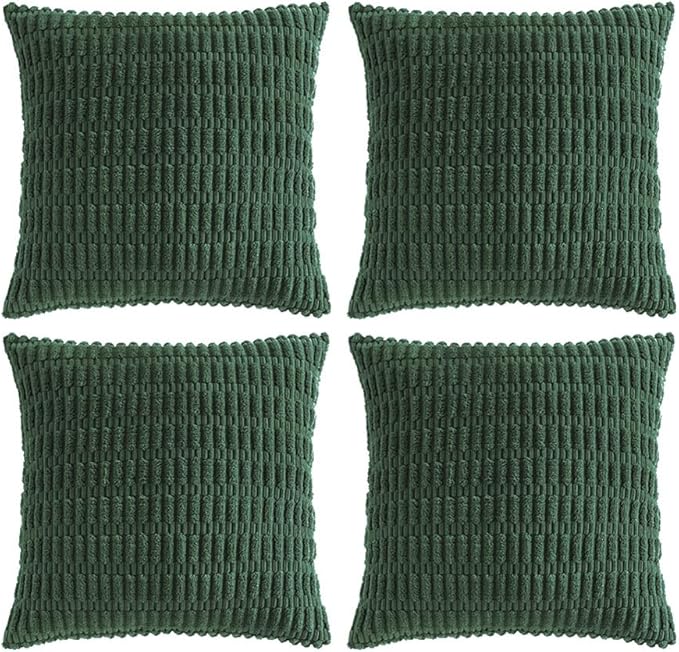 Fancy Homi Set of 4 Dark Green Boho Decorative Throw Pillow Covers 20x20 Inch by Fancy+Homi
