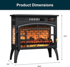 Royalcraft Electric Fireplace Heater, Freestanding Electric Fireplace Stove 5118 BTU with Remote Control, Realistic Flame Effect and Infrared Heating, Overheating Safe Design for Living Room, Bedroom