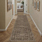 2x8 Washable Runner Rug for Hallway Kitchen Vintage Brown Non Slip Low Pile - Image 5